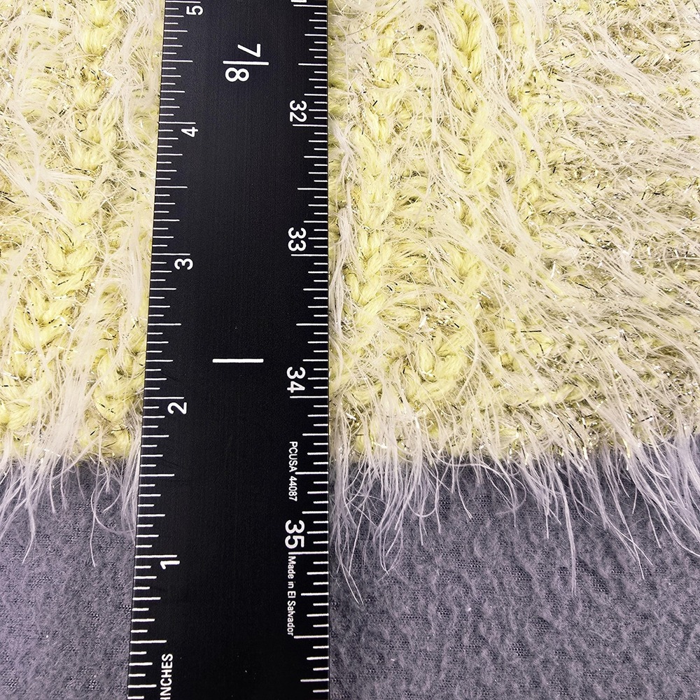 Anthropologie Cardigan Sweater Womens 3X Yellow Open Front Eyelash Metallic - Picture 6 of 11